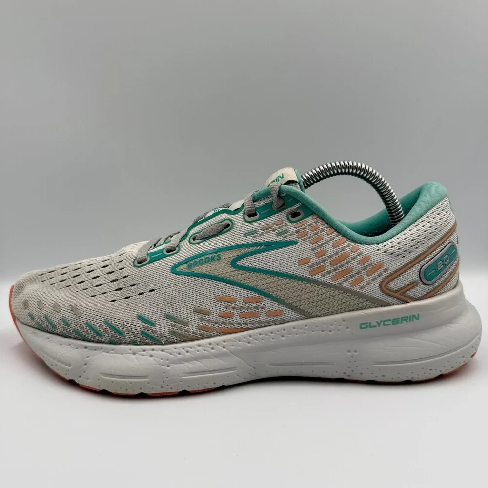 Brooks Glycerin 20 Womens Size 10 Gray Blue White Walking Running Shoes Sneakers